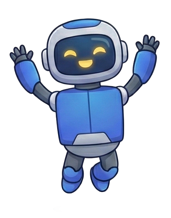 SyncStock robot celebrating finished sync