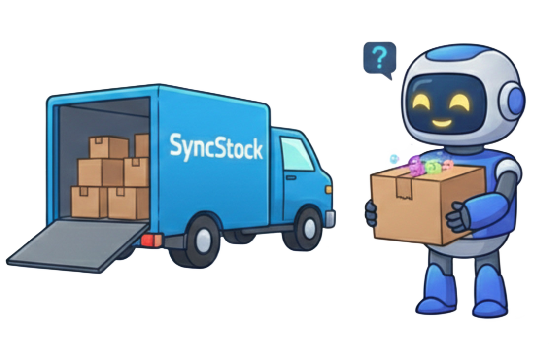 Robot waiting patiently with a delivery box