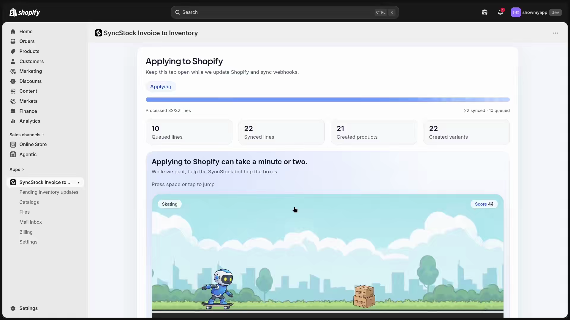 SyncStock applying approved inventory updates to Shopify
